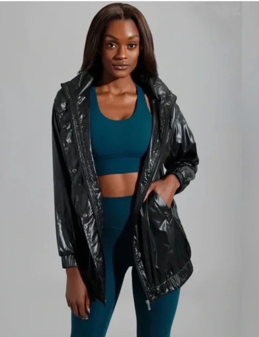 Buffbunny Collection Womens Black Elemental Long Windbreaker Jacket Size XS New